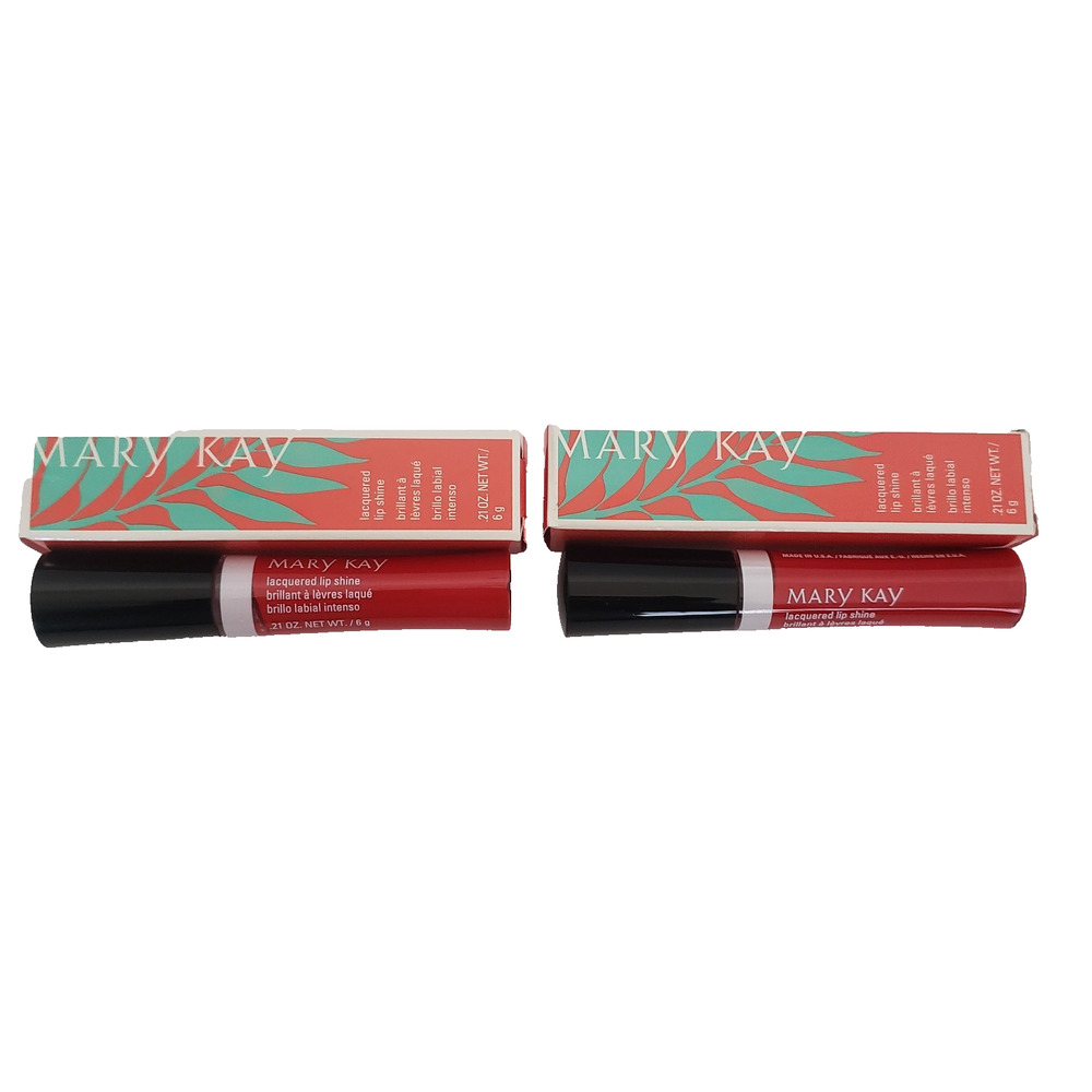 NEW! (2) Mary Kay Tropical Mandarin Red Lip Shine Laquered (NOS) 080511